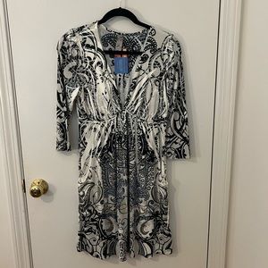 Large s-twelve rhinestone studded tunic 3/4 sleeves stretchy dress